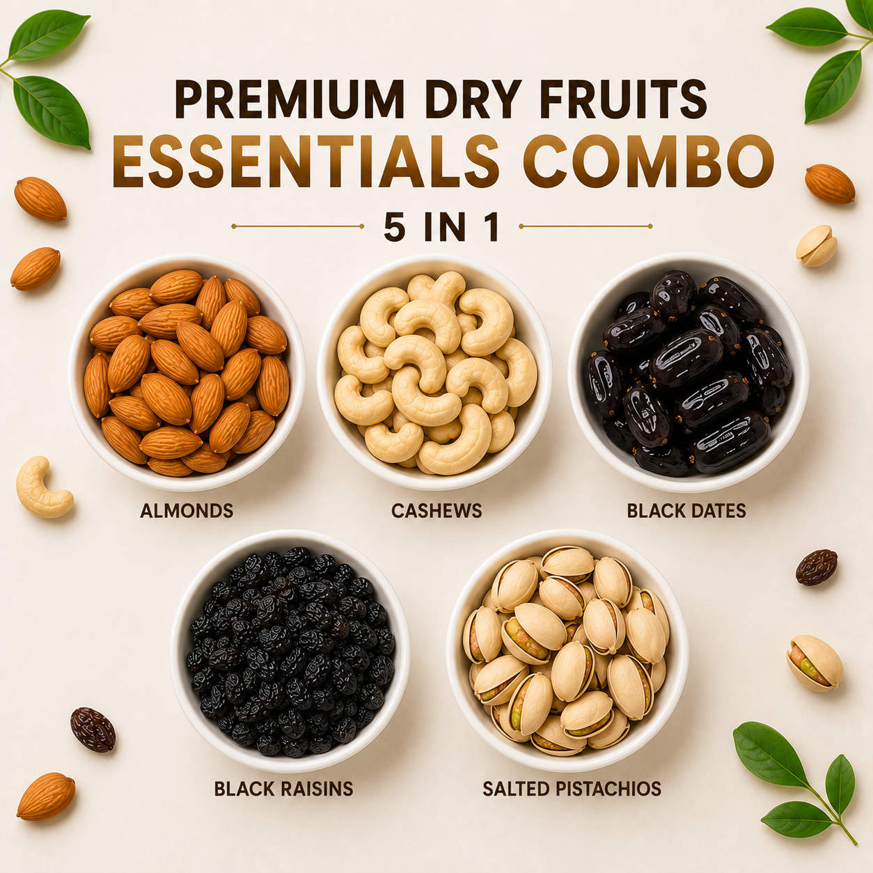 Premium Dry Fruits Essentials Combo 5 in 1